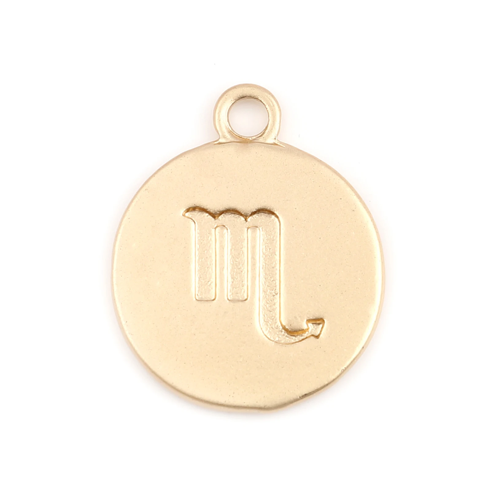 

Fashion Charms Round Matt Gold Color Constellation Pendants DIY Making Necklace Bracelets Jewelry Findings 20mm x 17mm,10PCs