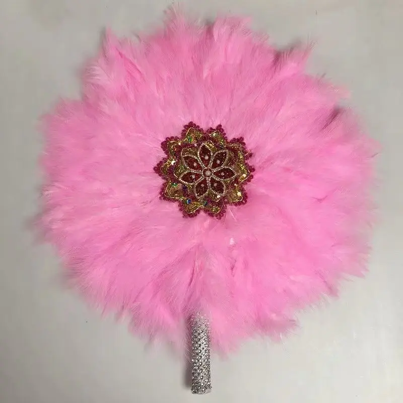 Золотистый свадебный ручной веер работы в африканском стиле с камнями для танцев