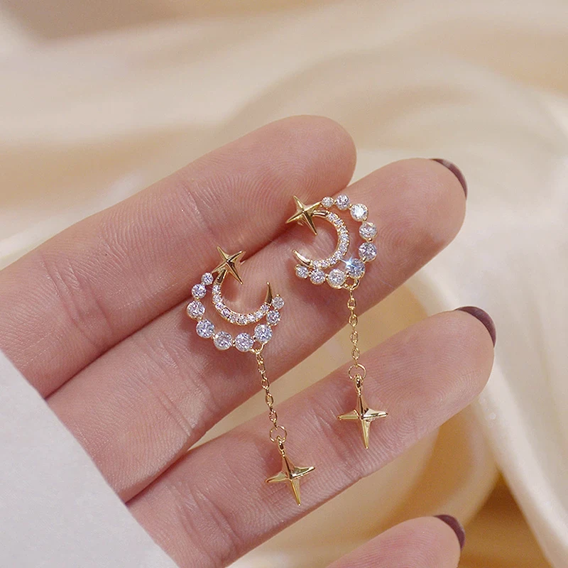 

Fine Tassel Star Earrings Earring for Women Shine Zircon CZ Stud Earring Wedding Party High-quality Pendant Jewelry