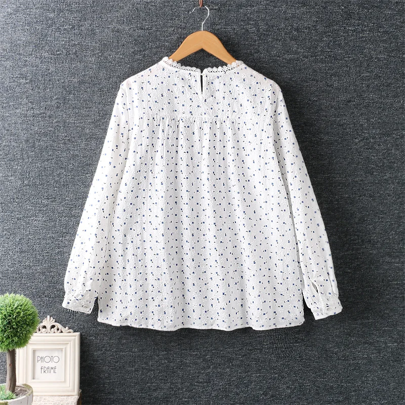

Spring new women's patchwork shirt tops long sleeve casual O neck pullover shirt