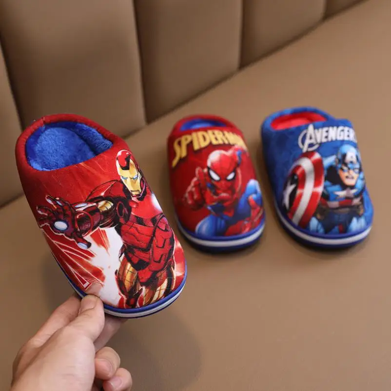Disney Человека-паука на зиму новые теплые детские тапочки обувь с