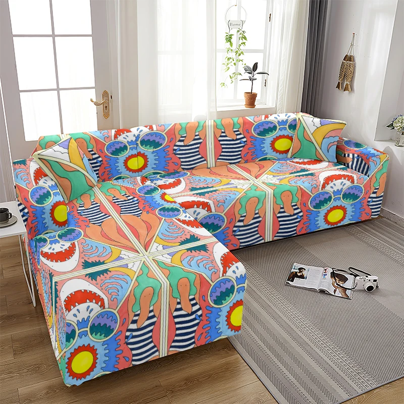 

Cartoon Print Sofa Cover Elastic Sofa Cover for Living Room Modern Sectional Corner Sofa Slipcover Armchair Couch Cover Seater