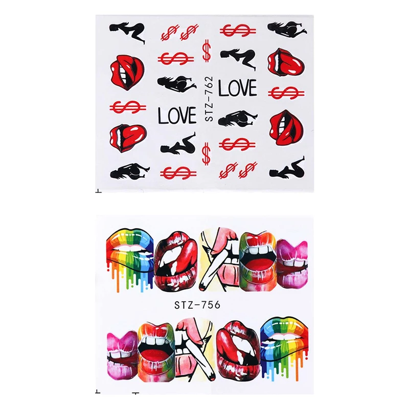 1 лист переводных наклеек для ногтей переводные наклейки сексуальные губы язык