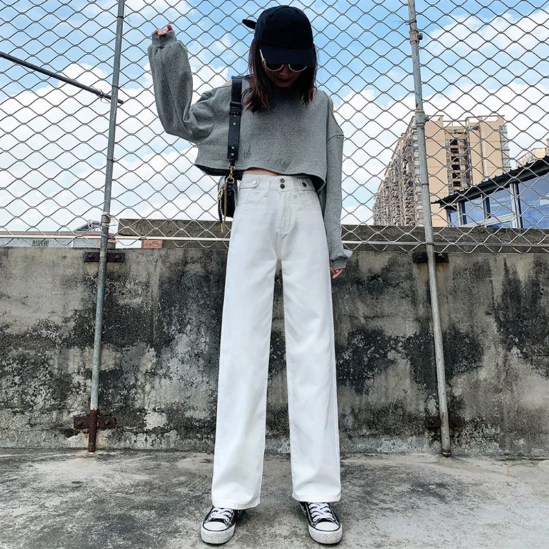 

2021 Wide Jeans Baggy Pockets Zipper Cargo Pants Y2K Aesthetic Deinm Pants Fahion Mom Pants Women Korean Vintage Trousers