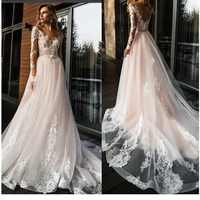 elegant lace wedding dress vestidos de novia 2022 simple a line bridal dress scoop neck sexy romantic floor length wedding gowns
