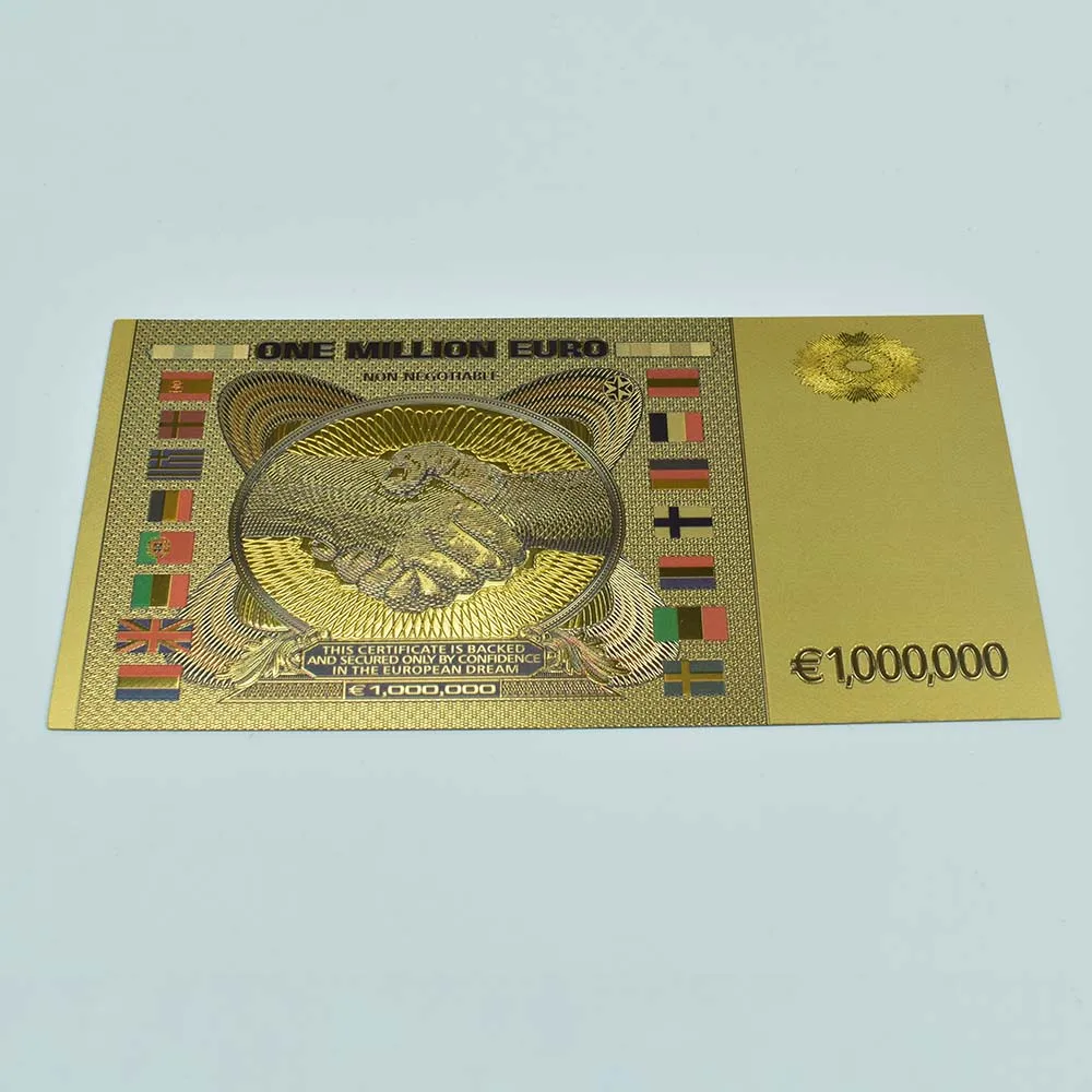 

1000000 Euro Gold Foil Banknote One Million Gold Foil Bill Gold Plated Cards for Collection