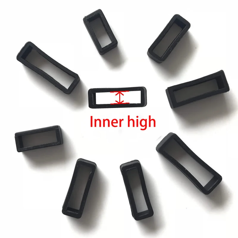 2Pcs 5Pcs Black Watchbands 12 14 16 18 20 22 24 26 28mm Strap Loop Ring Silicone Rubber Watch Bands Accessories Holder Locker