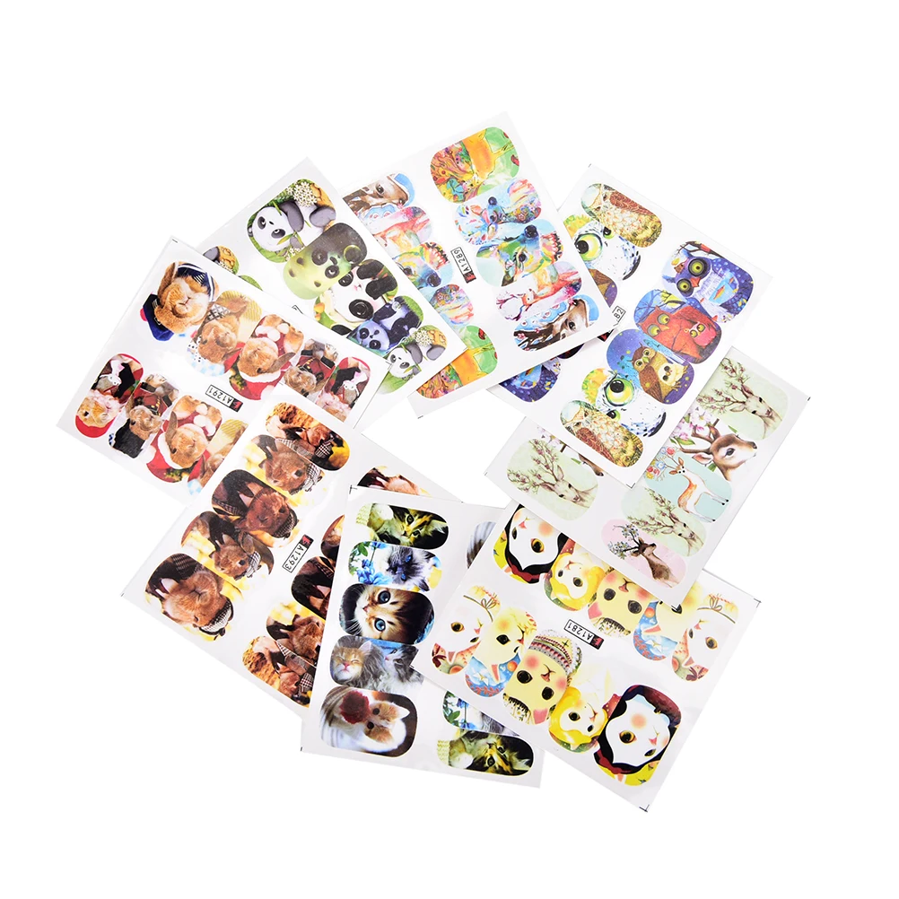 24 листа сделай сам милые животные полная упаковка наклейка для ногтей
