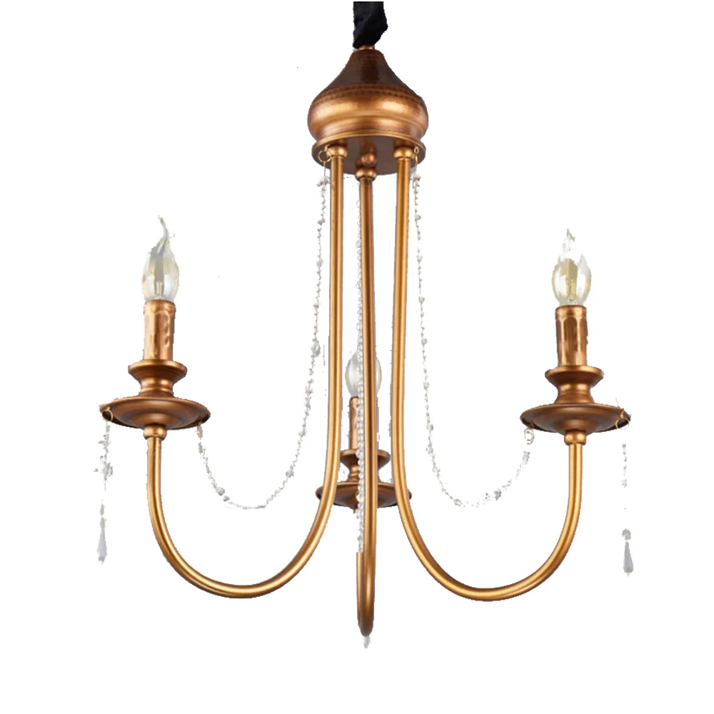 Modern Vintage Design Crystal E14 Ancient Gold Led Chandelier Lighting Fixtures for Home Loft Staircase Living Room Bedroom Lamp - Цвет абажура: E14x3