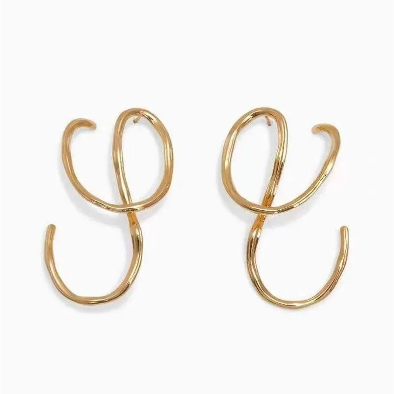 

TIMEONLY Simple Curve Alloy Dangle Earrings for Women Ladies Twisted Charm Earrings Temperament Wedding Gifts Jewellery Fashion