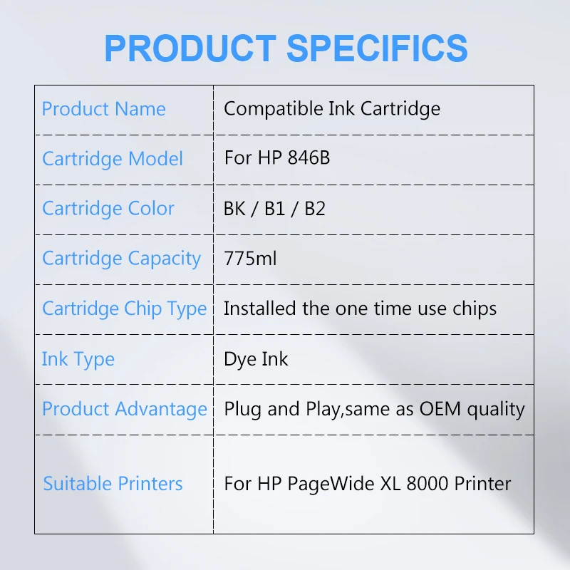 [Сторонний бренд] для HP 846 846B совместимый картридж с чернилами полной краски