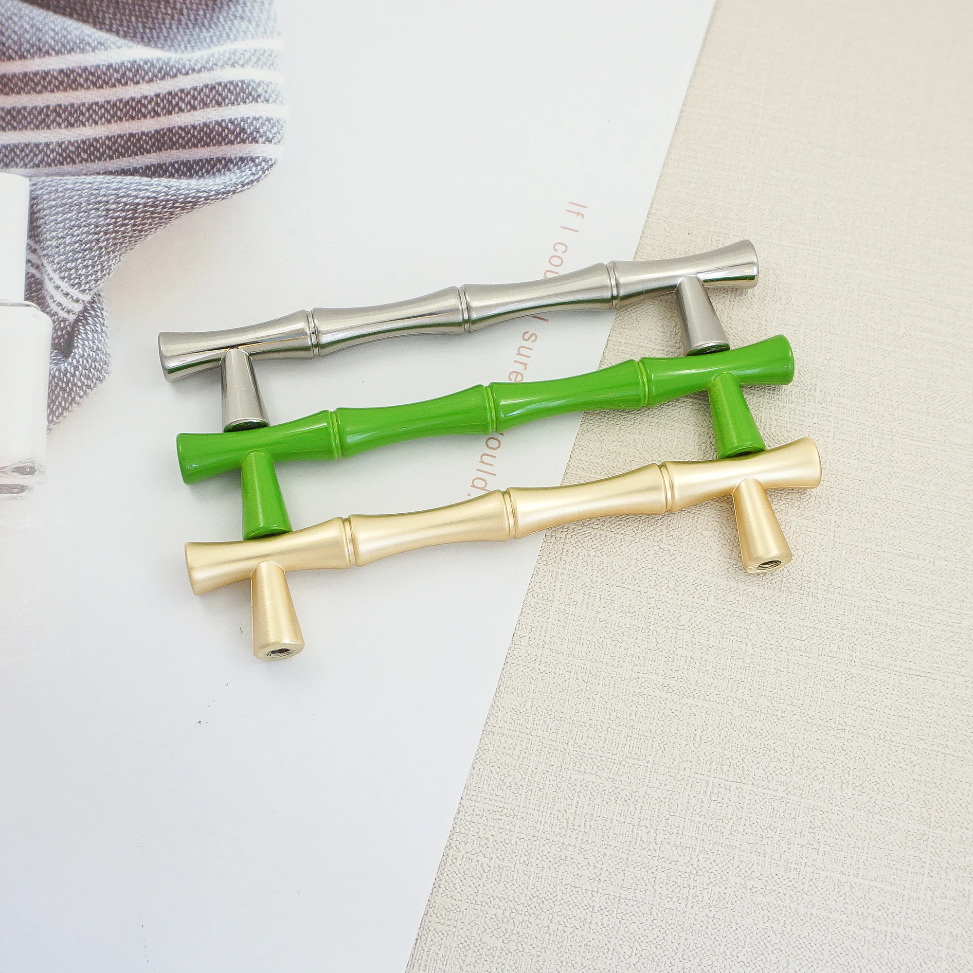 3.78'' 5'' Bamboo Shape Furniture Handles Zinc Alloy Cabinet Pulls Drawer Knob Kitchen Cupboard Wardrobe Closet Pull Knobs |