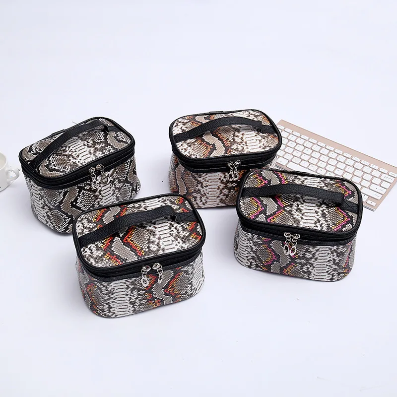 Профессиональная косметичка под змеиную кожу Новая модная женская из