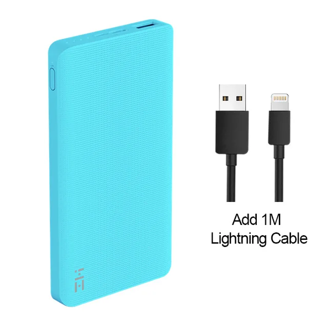 Blue Lighting Cable ZMI power Bank 10000 мАч Внешний аккумулятор Портативная зарядка Быстрая зарядка 2,0 Двусторонняя Быстрая зарядка для iPhone - Цвет: Blue Lighting Cable