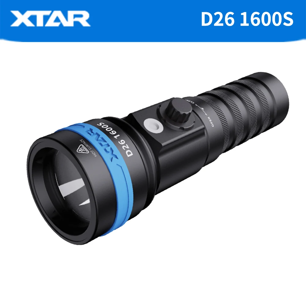 XTAR D26 1600S Upgrade Diving Flashlight 1600 Lumen Beam Distance 580 Meter Magnetic Switch Torch 100 meter Marine Light