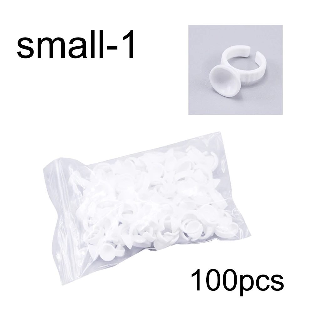 small1 100 шт. пластиковых лотков для наращивания ресниц, одноразовые пигментные кольца для татуажа, клеящиеся накладные ресницы, пластиковый лоток для клея - Цвет: small1