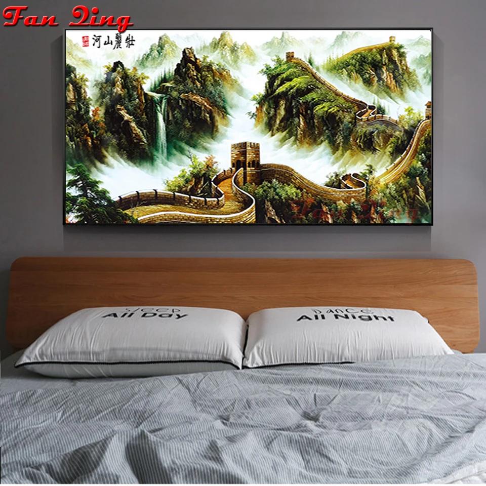 Пейзаж Природы – Великая Китайская Стена Алмазная живопись Полноформатное крестиком вышивание Мозаика 5D Домашнее украшение.