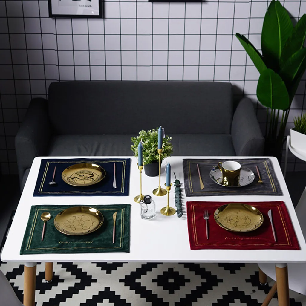 Подставка под столовые приборы подставки стол золотой бархат вышивка Западный