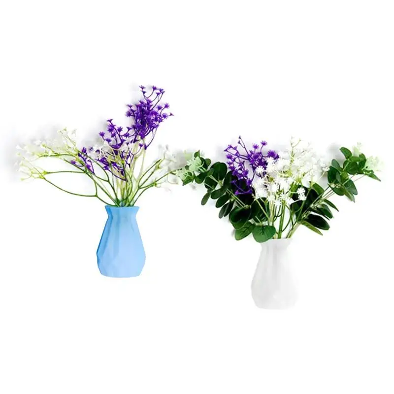 

2 Pcs Flower Pots Home Decor Removable Silicone Wall-Mounted Silicone Vases For Office Home Kitchen Decoration