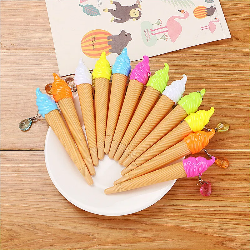 

1pcs Hot Cartoon Ice Cream Ballpoint Pen Colorful Creative Cartoon Ink Black Tools Student Writing Office Stationery