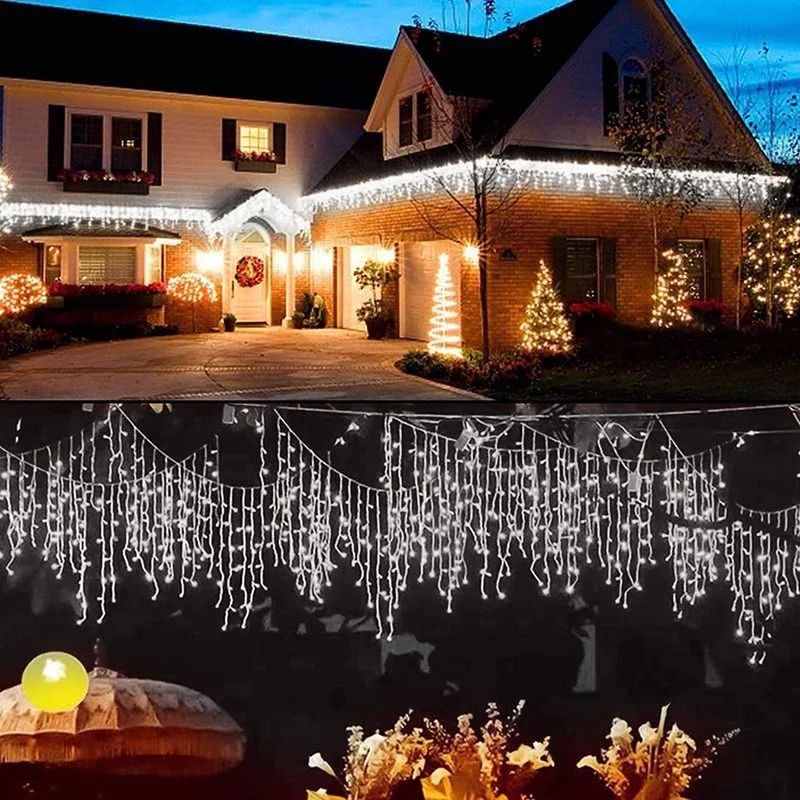 

Christmas Decoration Garland Curtain Waterfall String Light 220V Christmas Lights Outdoor Drop LED Garden Stage Decor Light Noel