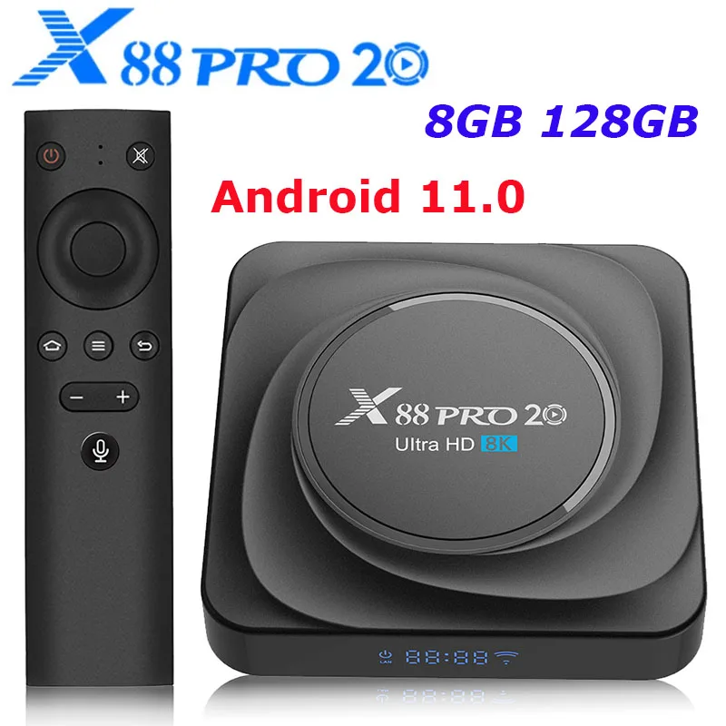 

ТВ-приставка X88 Pro 20 RK3566, Android 128, 8 + 2,4 ГБ, 1000/ГГц
