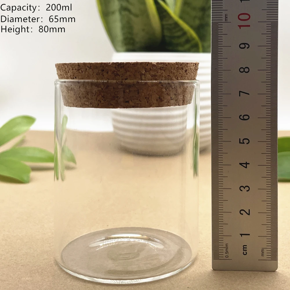

4 Pieces Glass Bottle 65mm Cork Stopper Spice Bottles Container Jars Vials DIY Craft Kitchen Storage Practical DIY Gift Bottles
