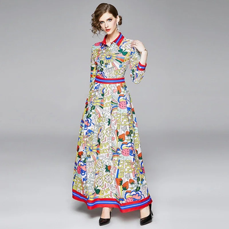 Женские дизайнерские подиумное винтажное платье 2020 осень зима с длинным рукавом