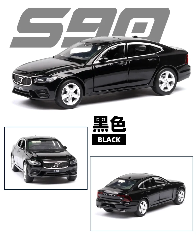 Diecast 1:32, новинка, S90, модели автомобилей, металлическая модель, звук и светильник, оттягивается для детей, 6 дверей, можно открыть, Миниатюрная игрушка ZW