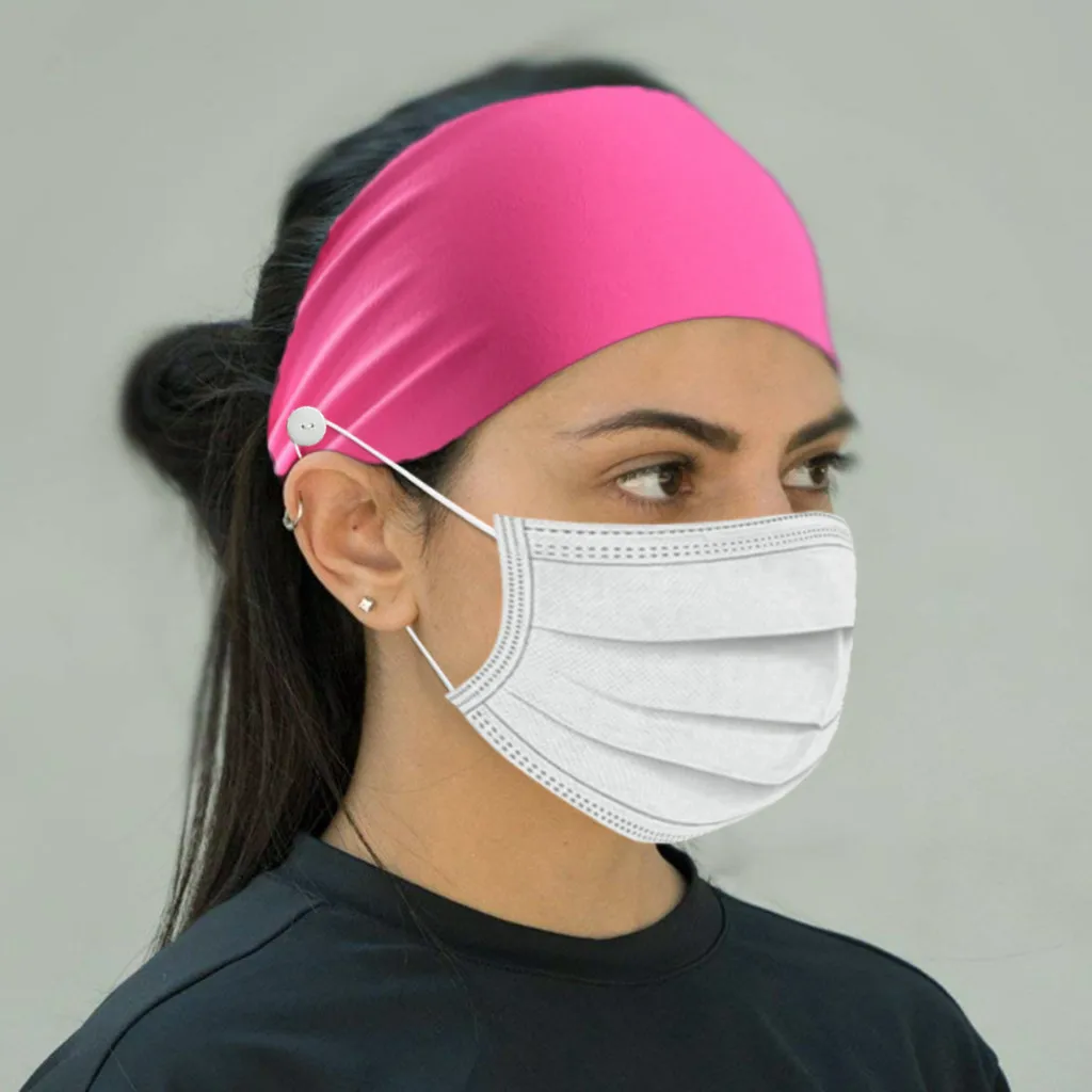 

Unisex Button Headband Holder Bandana - Protect Your Ears Headband Facemask Holder Wearing Mask Sports Quick Dry Sweat#p30