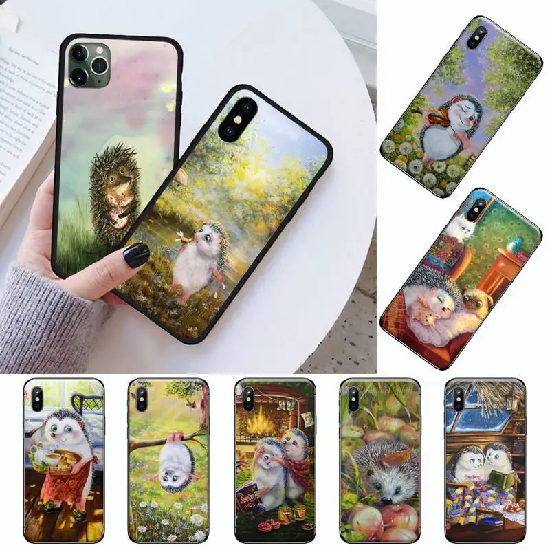 

Hedgehog cartoon cute animal Phone Case For iphone 12 11 13 7 8 6 s plus x xs xr pro max mini