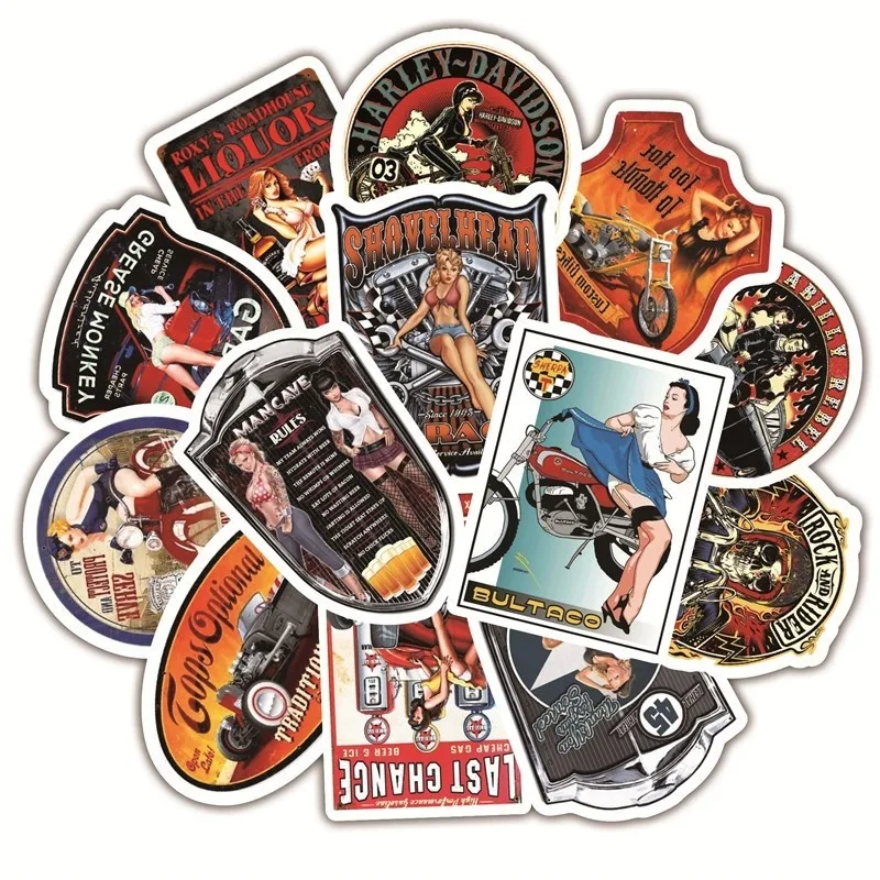

10/30/50 PCS Sexy Girl Locomotive Car PVC Waterproof Scooter Mobile Phone Computer Sticker Graffiti Decoration Toy Wholesale