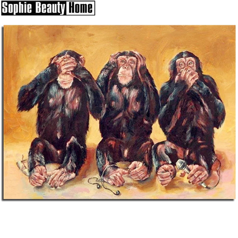 DIY Алмазная картина смайлик орангутанг семья полная дрель мозаика бисером