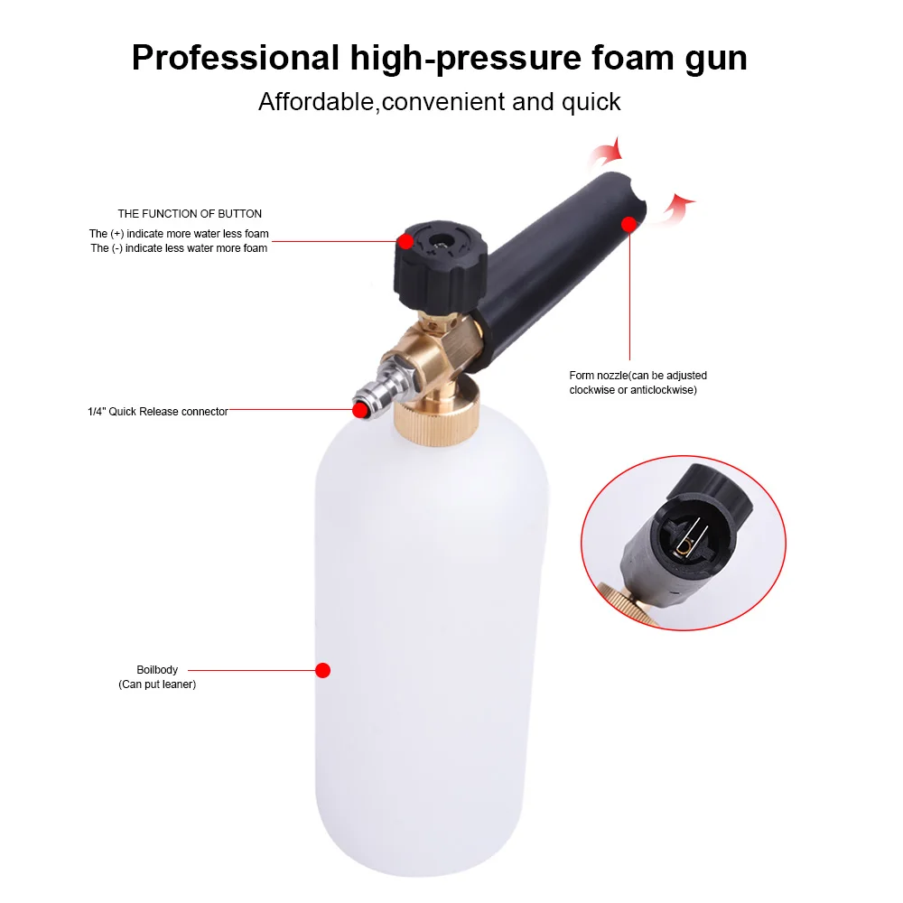 

High Pressure Soap Foamer Filter Nozzle Sprayer Generator Foam Gun for Karcher K2/Quick Connector Cannon 1/4" Weapon Snow Lance