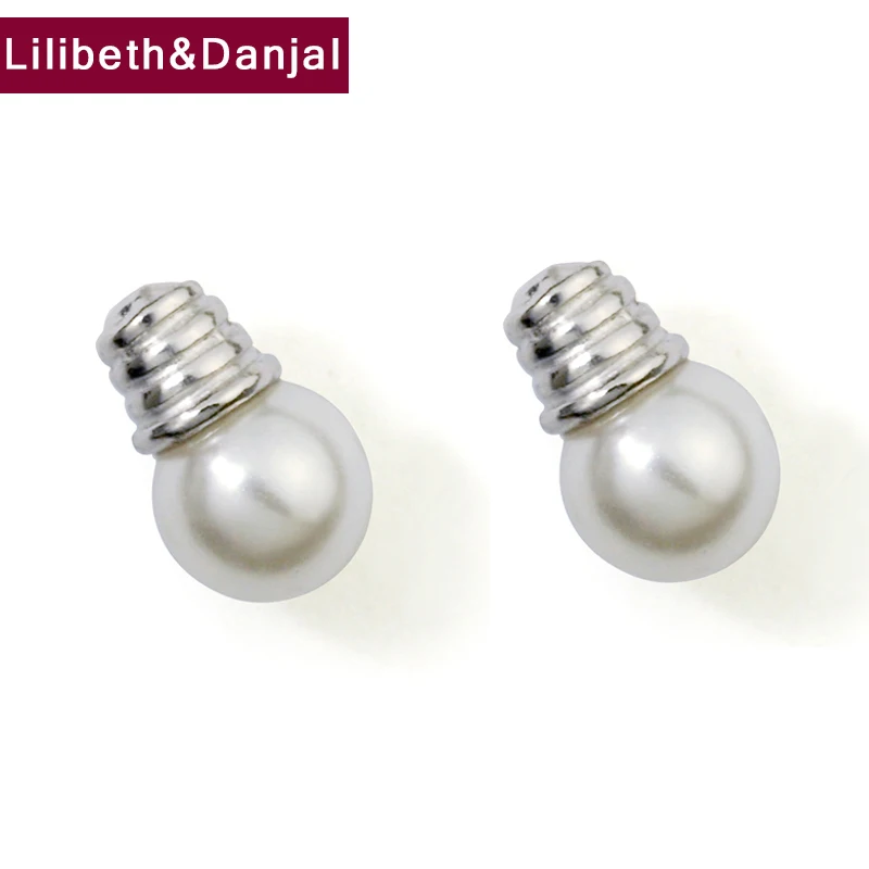 

Creative Light Bulb Pearl Kids Stud Earring Pure 925 Sterling Silver Original Women Men Jewelry For Girls 2020 New Arrival E03