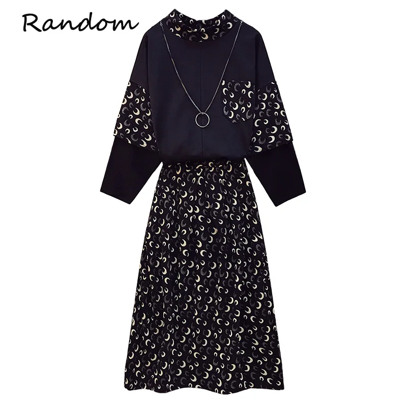 

Plus Size 4XL Women Floral Print Suit Sweatershirt Top And A Line Skirt Two Piece Set Outfit 2021 Autumn Winter Workwear Clothes