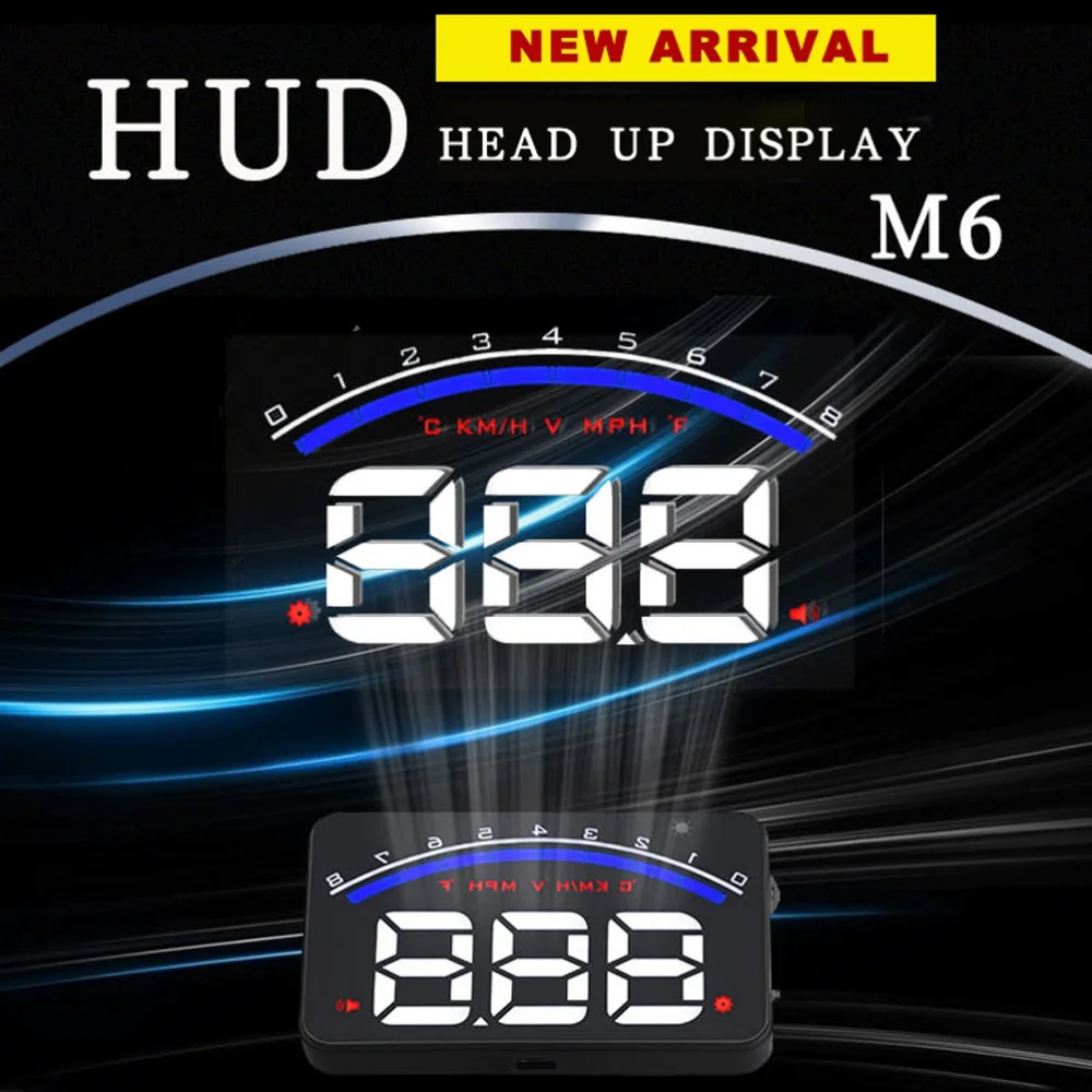 

Head Display Car HUD Speedmeter Over Reminder Water Temperature Low Voltage Warnning Windshield Project (Black)