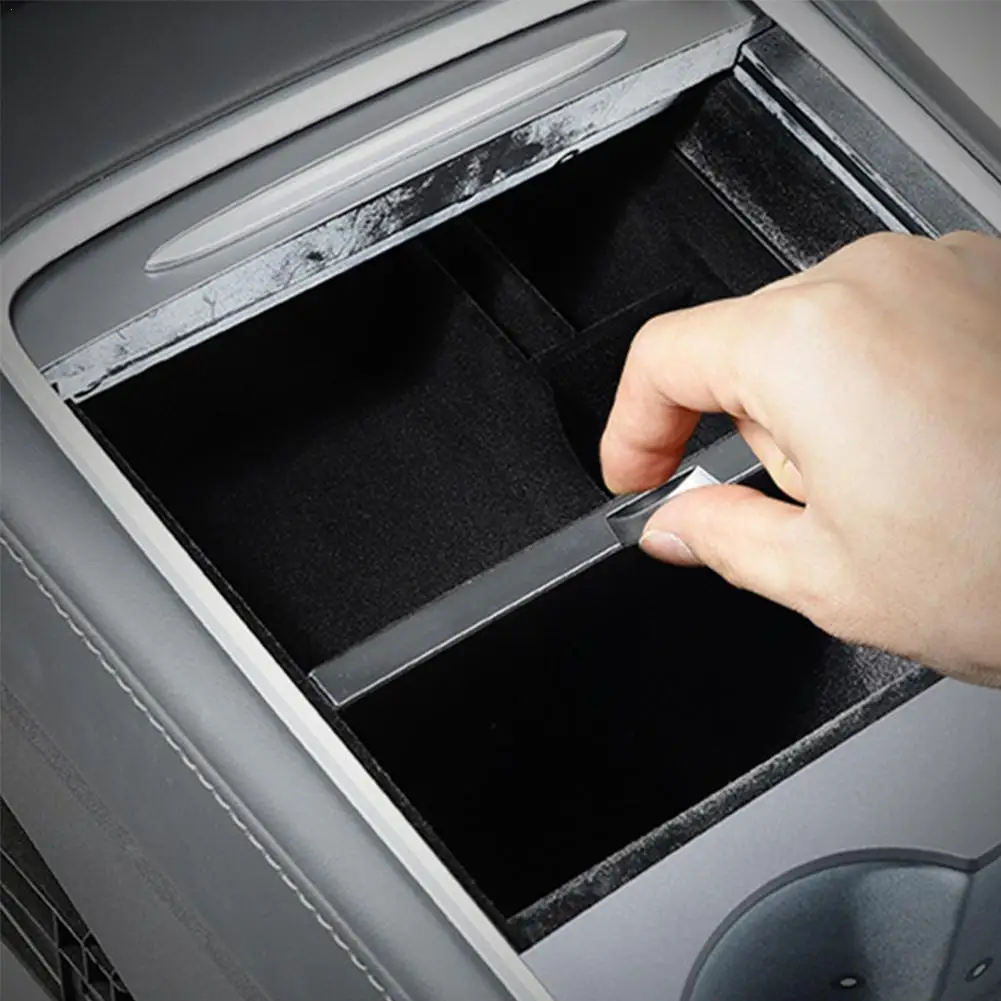 

Для Tesla Model 3 2021автомобильный центральный подлокотник коробка для хранения Органайзер центральная консоль флокирующий стиль/ABS Органайзер к...