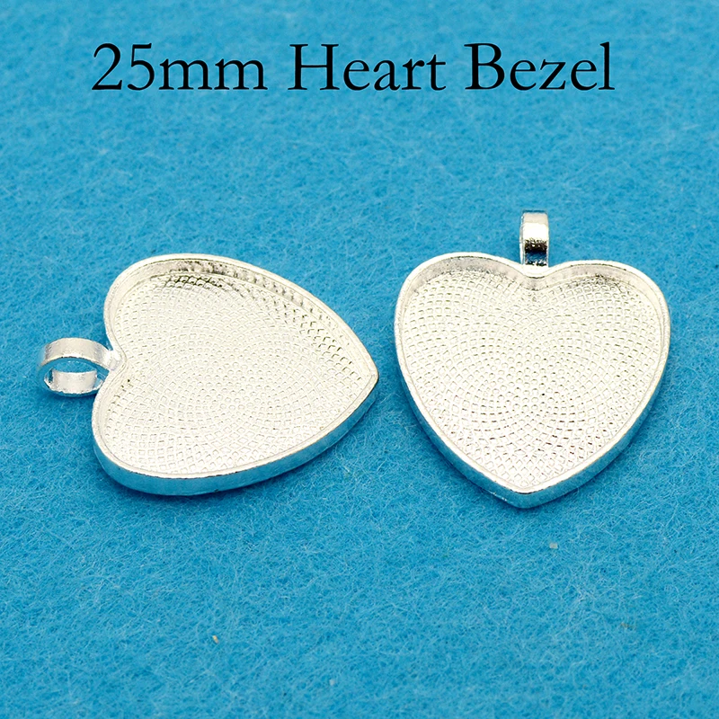 100 шт 1 дюйм сердце кулон лоток 25 мм Сердце Кулон Установка из кабошона установка