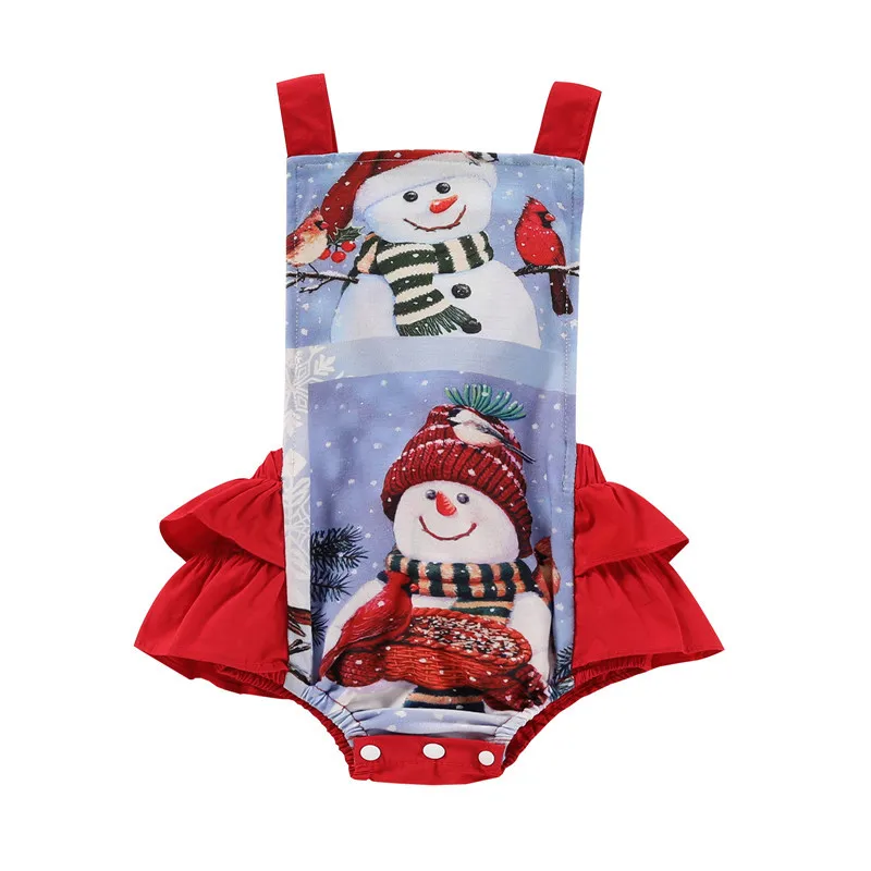 

Рождественские комбинезоны для новорожденных девочек, короткий комбинезон с принтом снеговика на возраст 0-24 месяца, с открытой спиной и кв...