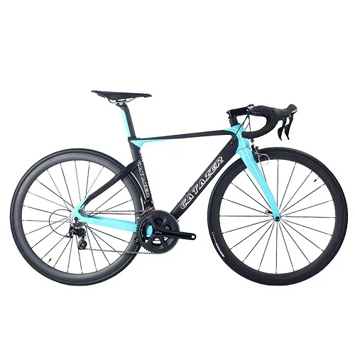 Blue CATAZER 700C дорожный велосипед супер светильник T800 карбоновая рама гоночный дорожный велосипед Карбоновая колесная R8000 22 скоростная профессиональная шоссейная велосипед - Цвет: Blue