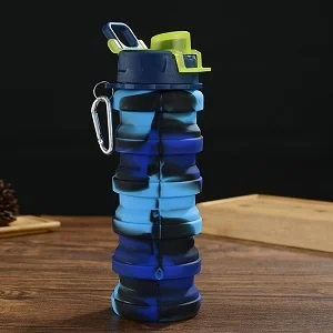 

High Quality Foldable Cup Collapsible Water Bottle Portable Leak-Proof Silicone Sports Travel Outdoor Bottle with Lid