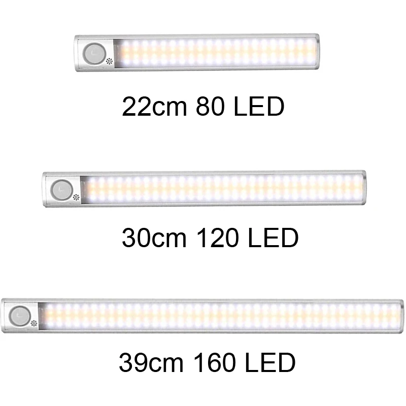 80 120 160 светодиодный светильник с датчиком движения Сенсор USB Перезаряжаемые