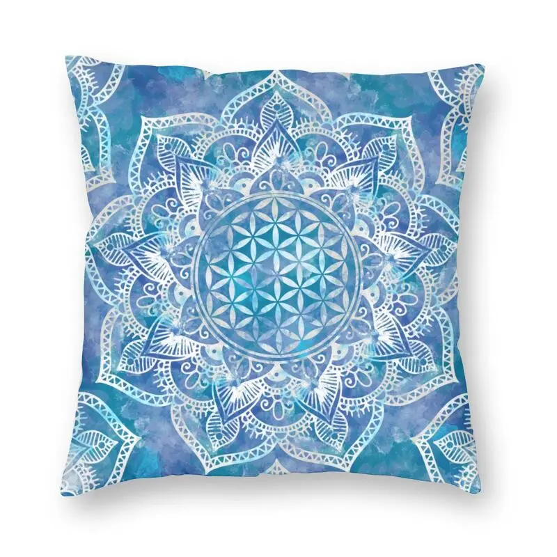 

Flower Of Life In Lotus Mandala Spiritual Cushion Cover Sacred Geometry Meditation Floor Pillow Case for Living Room Pillowcase