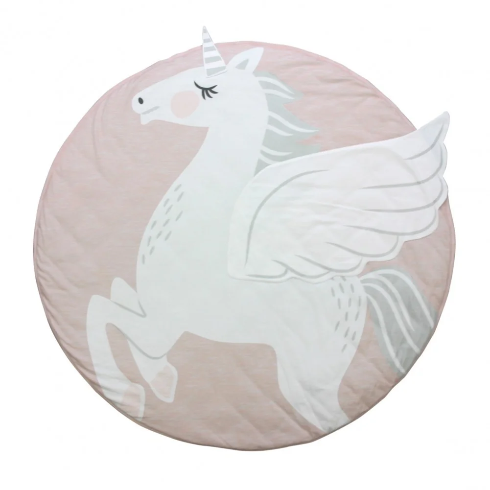 

Newborn Crawling Carpet Infant Round Playmat Cartoon Round Play Rugs 3-Dimensional For Children Room Decoration Blanket Horse