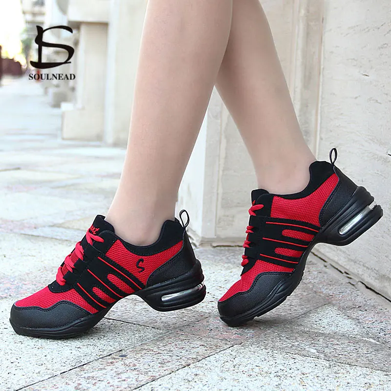 Women's Soft Bottom Jazz Hip Hop Dance Sneakers Lightweight Breathable Woman Dancing Shoes Ladies Modern Sports Dance Shoes