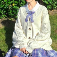 sweet cute girl knit sweater lazy preppy style loose puff sleeves harajuku girls jk uniform sweater coat s2xl
