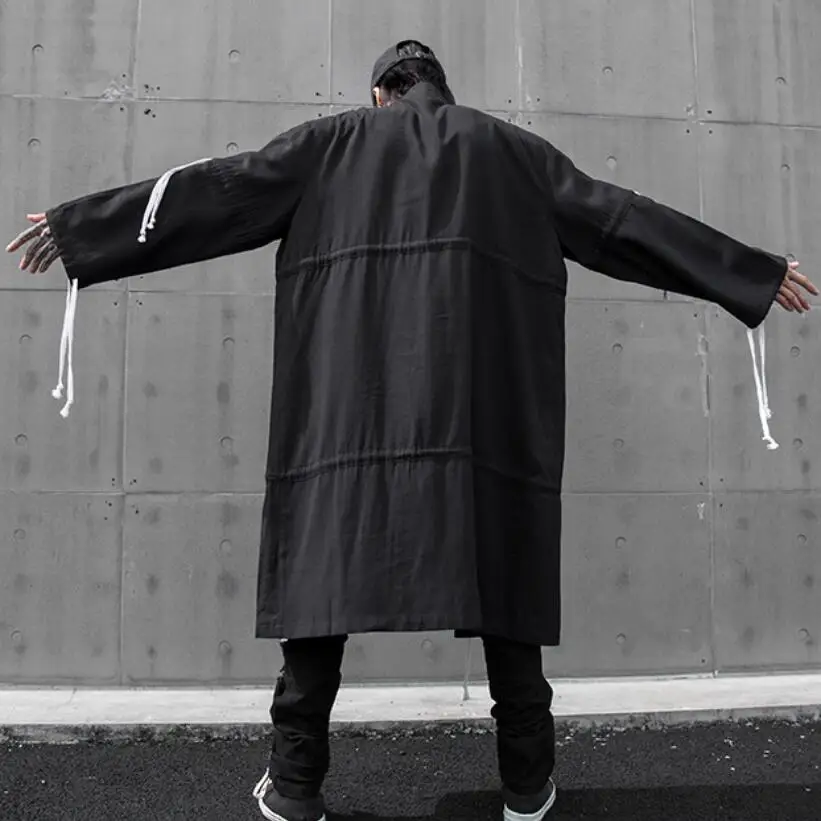 Мужской длинный Тренч на завязках повседневная винтажная куртка большого