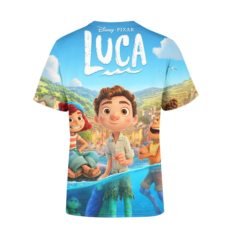 Disney Pixar Luca T Shirt Children Kids Kawaii Summer Cartoon Sea Monsters T-shirt for Girls Boys Clothing Unisex Short Sleeve | Детская