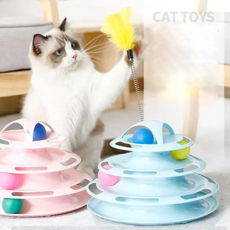 

Cat Toy Cat Accessories 4-Level Cute Turntable Ball Interactive Cat Toys 3-Layers Teaser Mouse Pet Kitten Young Pet Supplies